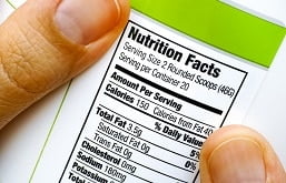 imagem da informação nutricional de um produto em inglês.