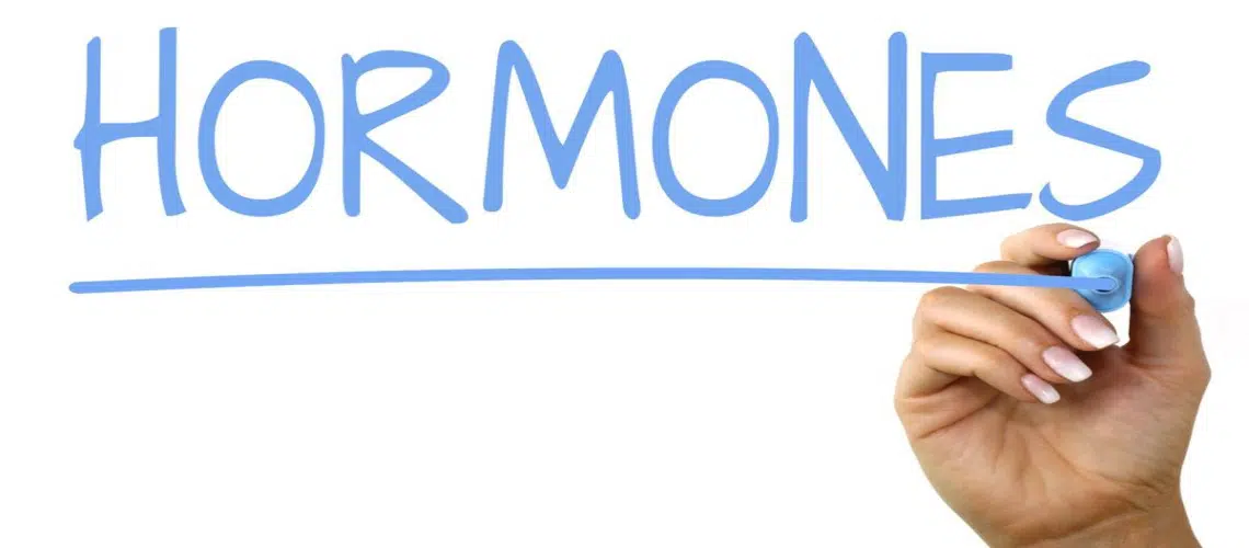 imagem de uma pessoa escrevendo "hormones"