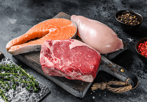 O valor calórico das carnes de gado, porco, frango e peixe são iguais?