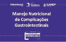 Banner do aspen 2021 com o tema "Manejo Nutricional de Complicações Gastrointestinais Induzidas por Tratamento"
