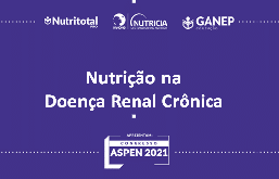 Banner da cobertura aspen 2021 com o tema "Nutrição na Doença Renal Crônica"