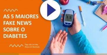 Banner do vídeo "Descubras os mitos e verdades sobre a diabetes com o Nutritotal!" com uma pessoa realizando o teste de insulina