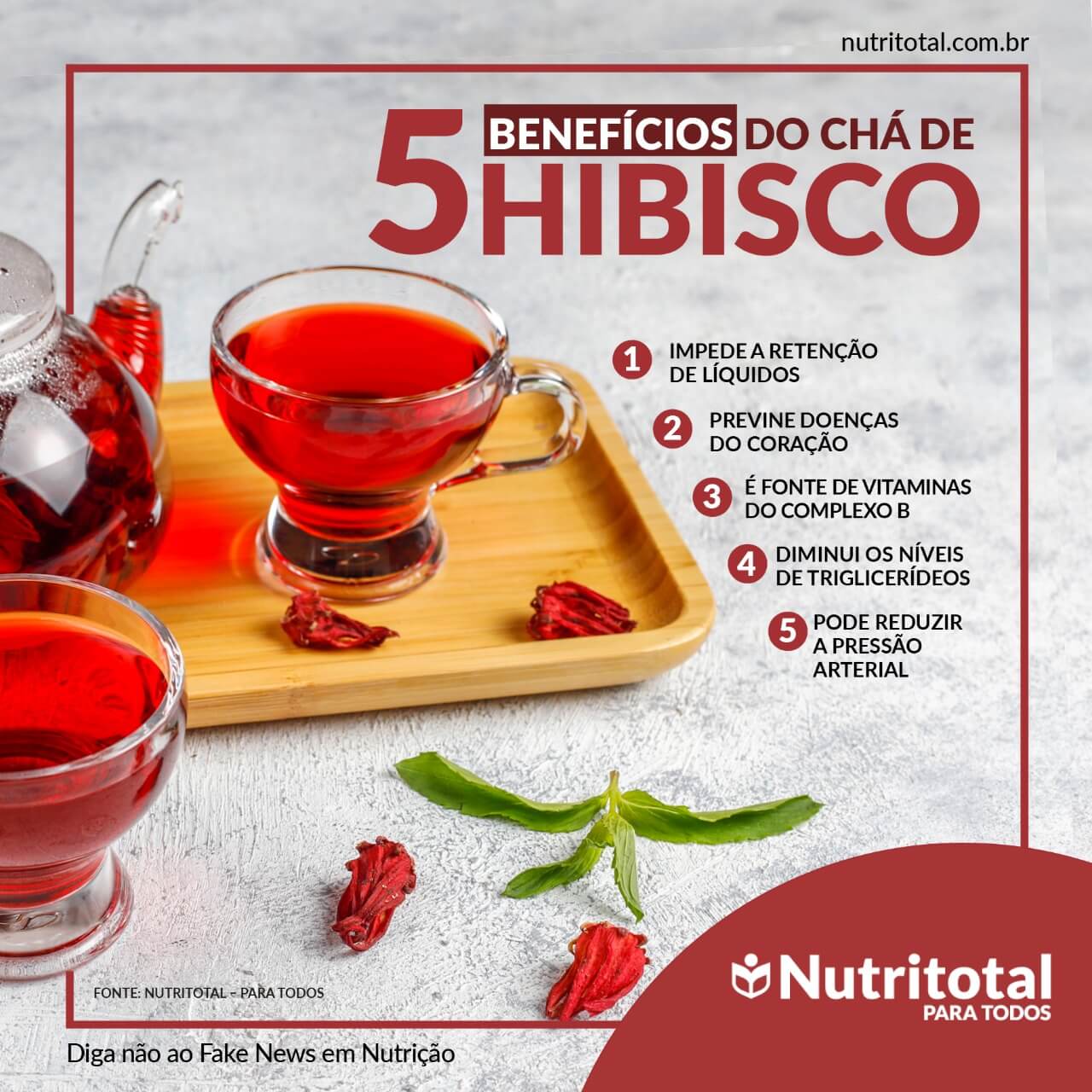 Infográfico sobre os benefícios do chá de hibisco